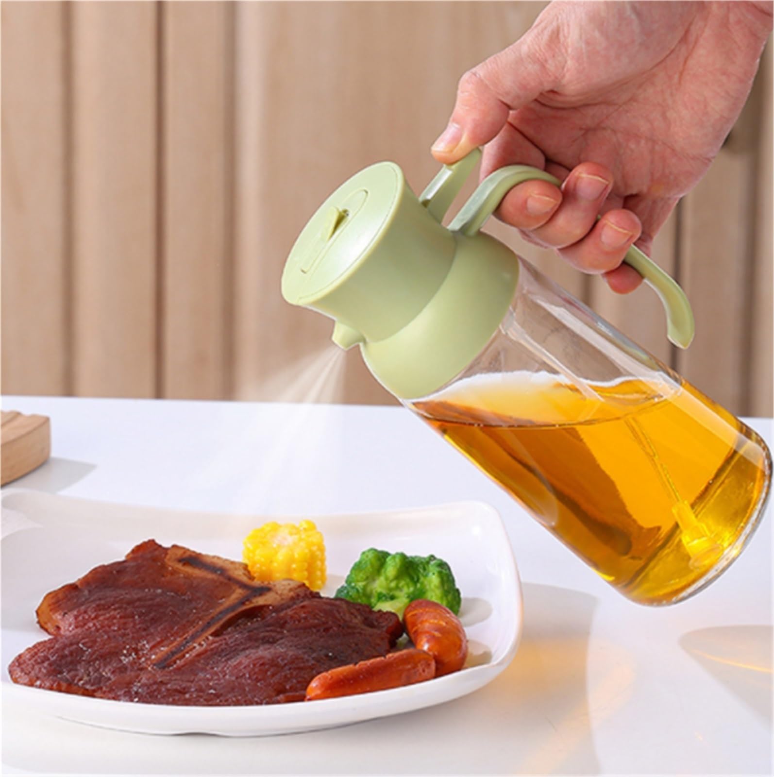 Ölsprüher Für Speiseöl Olivenöl-Sprüher Öffnet Und Schließt Automatisch For Kochen Grillen Grillen Küche(Grün)