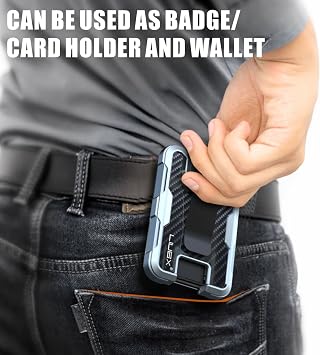 LIUGX Aluminum Badge Holder/Card Holder Wallet with Box, with Carbon Fiber & Metal Clip, Durable ID Card Holder (Holds 4 Cards) for EDC Birthday Christmas - for Men, Dad, Boyfriend, Him