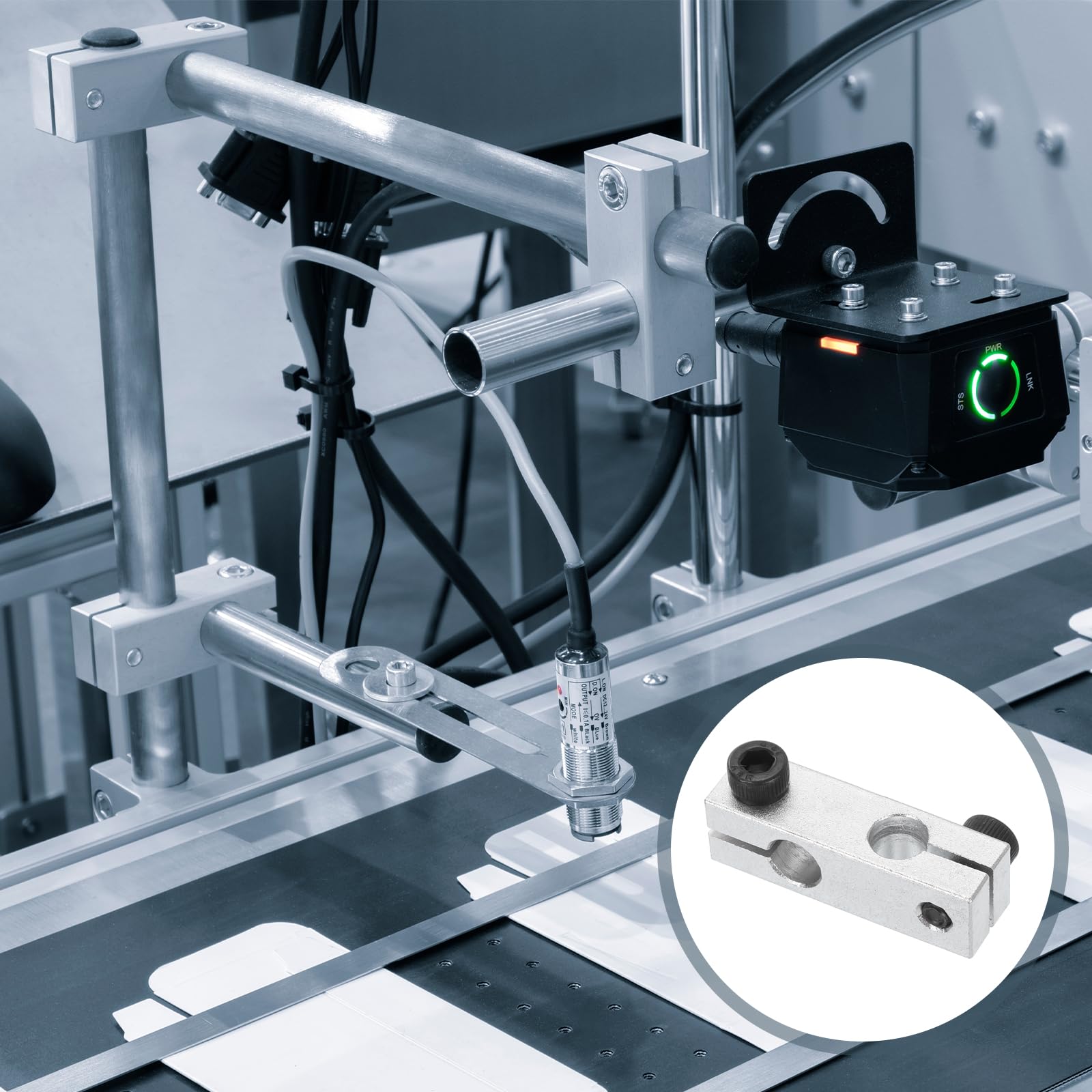 sourcing map Lot de 4 connecteurs de guidage linéaire en alliage d'aluminium pour rails linéaires de 8 mm de diamètre pour machines CNC, équipement d'automatisation, ton argenté