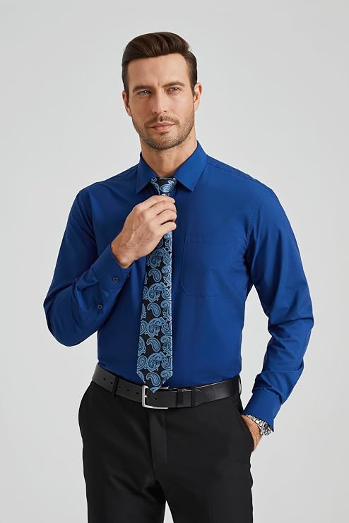 Enlision Mens Dress Shirts Long Sleeve Button Down Shirt for Men Regular Fit Business Casual Shirt and Tie Sets for Wedding