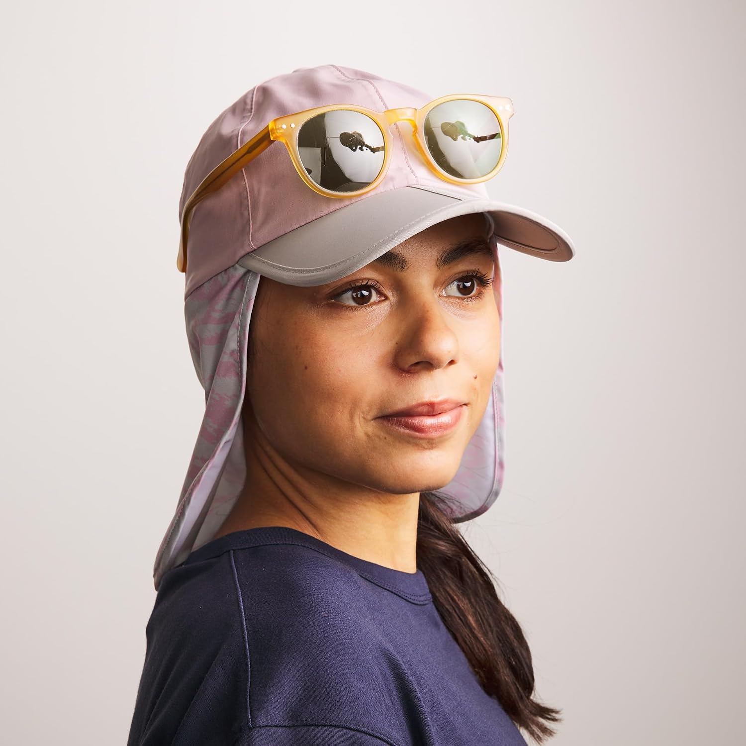 Outwell Waterproof Foldable Peak Cap with Neck Protector | Pink/Cream | One Size