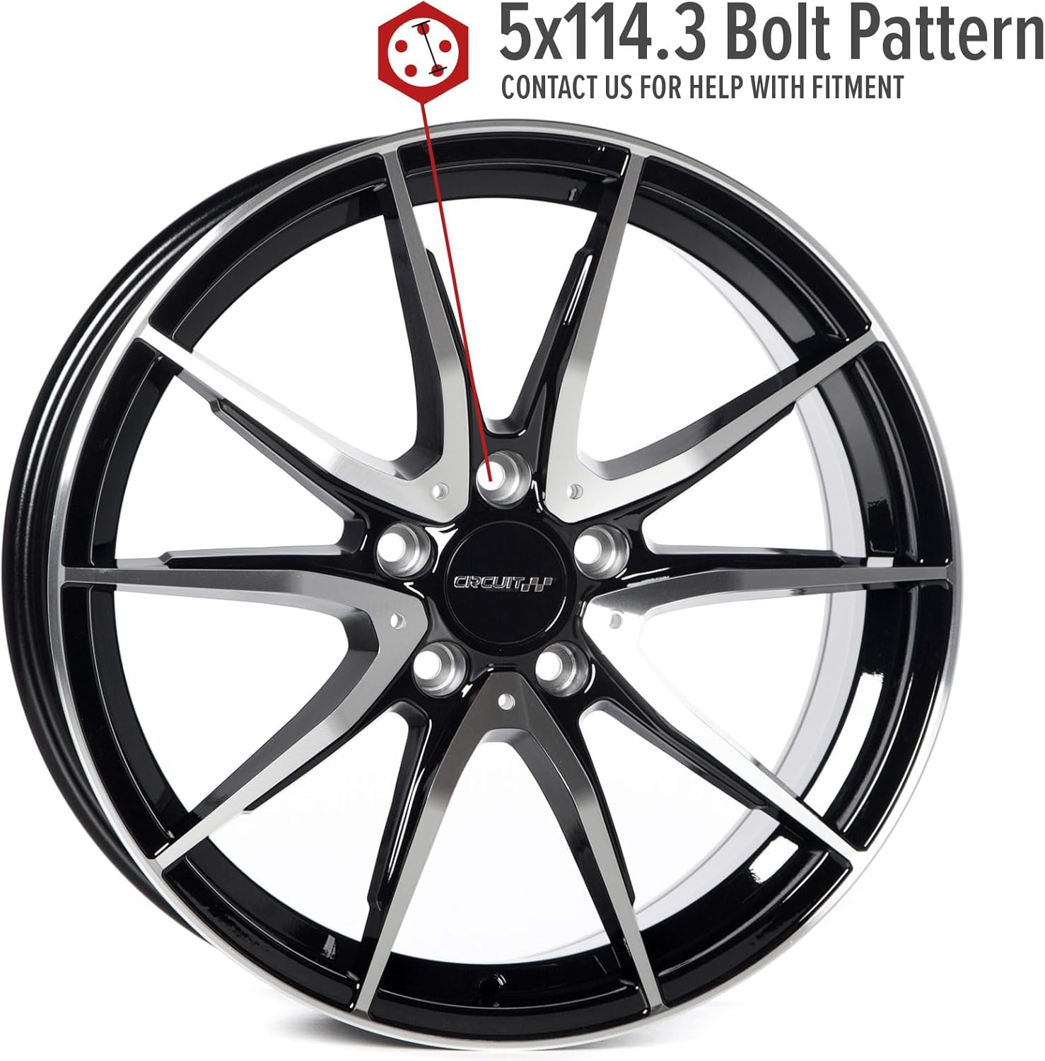 Circuit Performance CP35 18x8" Gloss Black/Machined Face 5×114.3 [+40mm] Compatible with Honda Accord, Civic