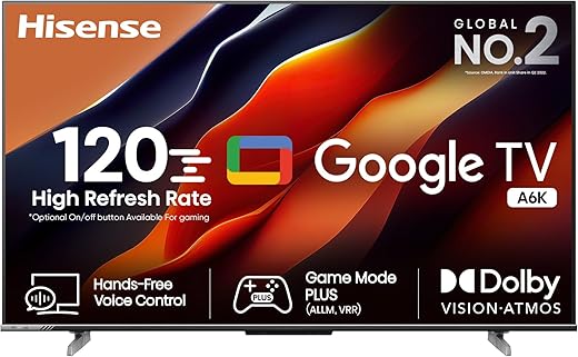 Hisense 126 cm (50 inches) Bezelless Series 4K Ultra HD Smart LED Google TV 50A6K (Gray) | with 3 Years Warranty