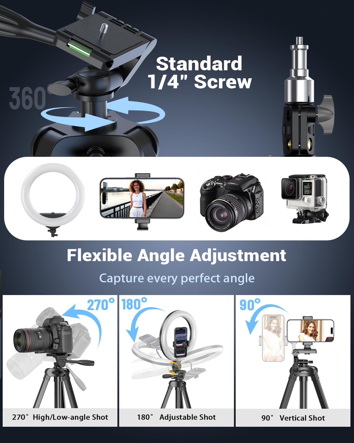 Kit di vlogging per iPhone/Android, anello luminoso per selfie da 25,4 cm con supporto, treppiede estensibile da 147 cm, treppiede da tavolo, microfono wireless, kit base per YouTube, Creatore di
