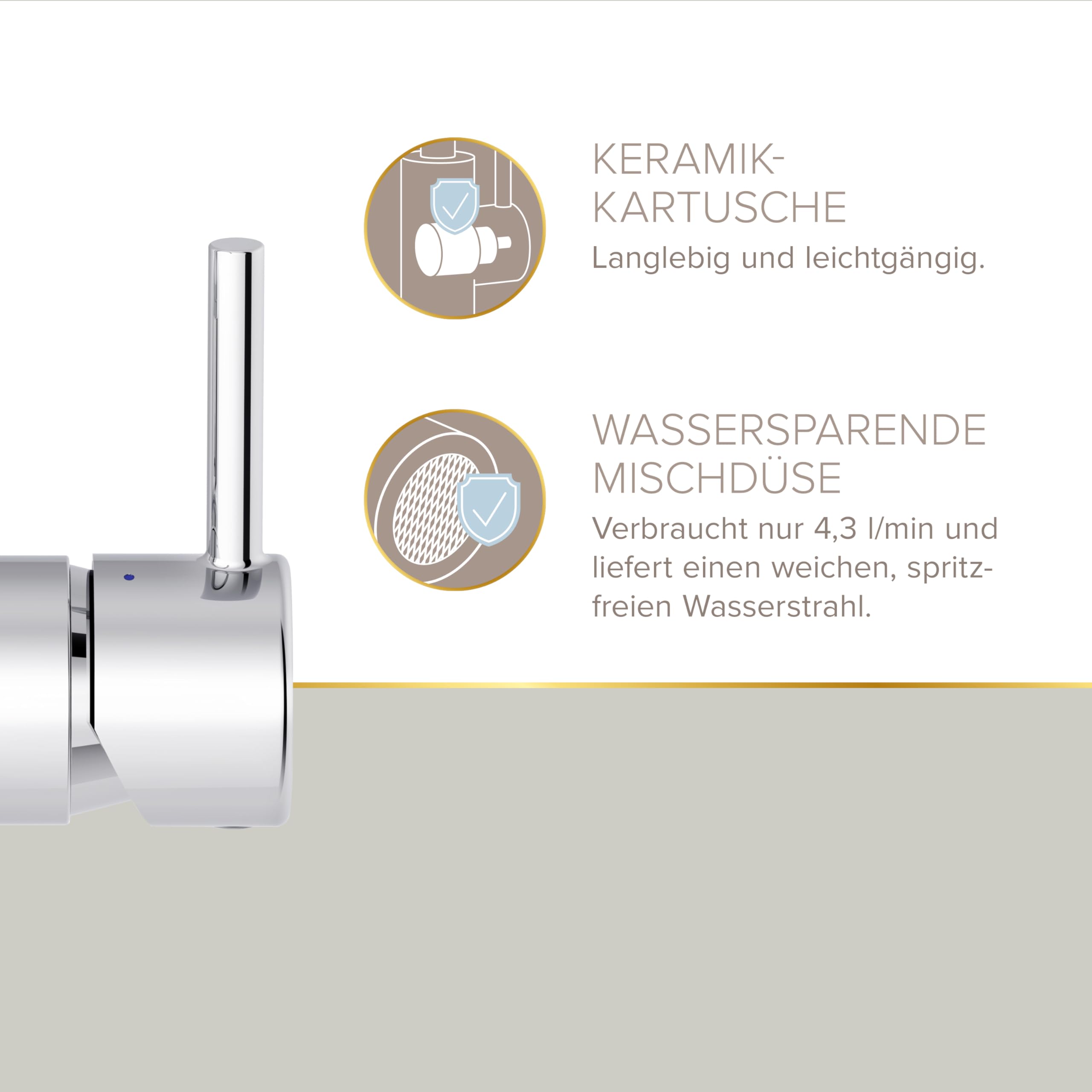 Lenz Waschtischarmatur MOANA in Chrom – wassersparend dank hochwertiger Markenmischdüse – einfache Installation & Reinigung – 360° schwenkbarer Bogenauslauf – 46012302
