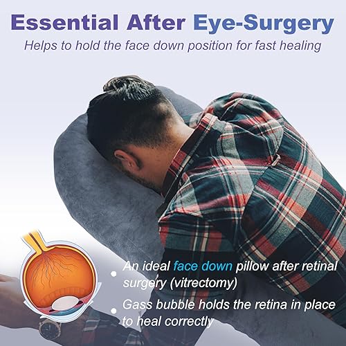 Miniatura 2 de HOMCA Almohada facial después de BBL o cirugía ocular, almohada de masaje casero boca abajo para cama, almohada para dormir boca abajo con espuma