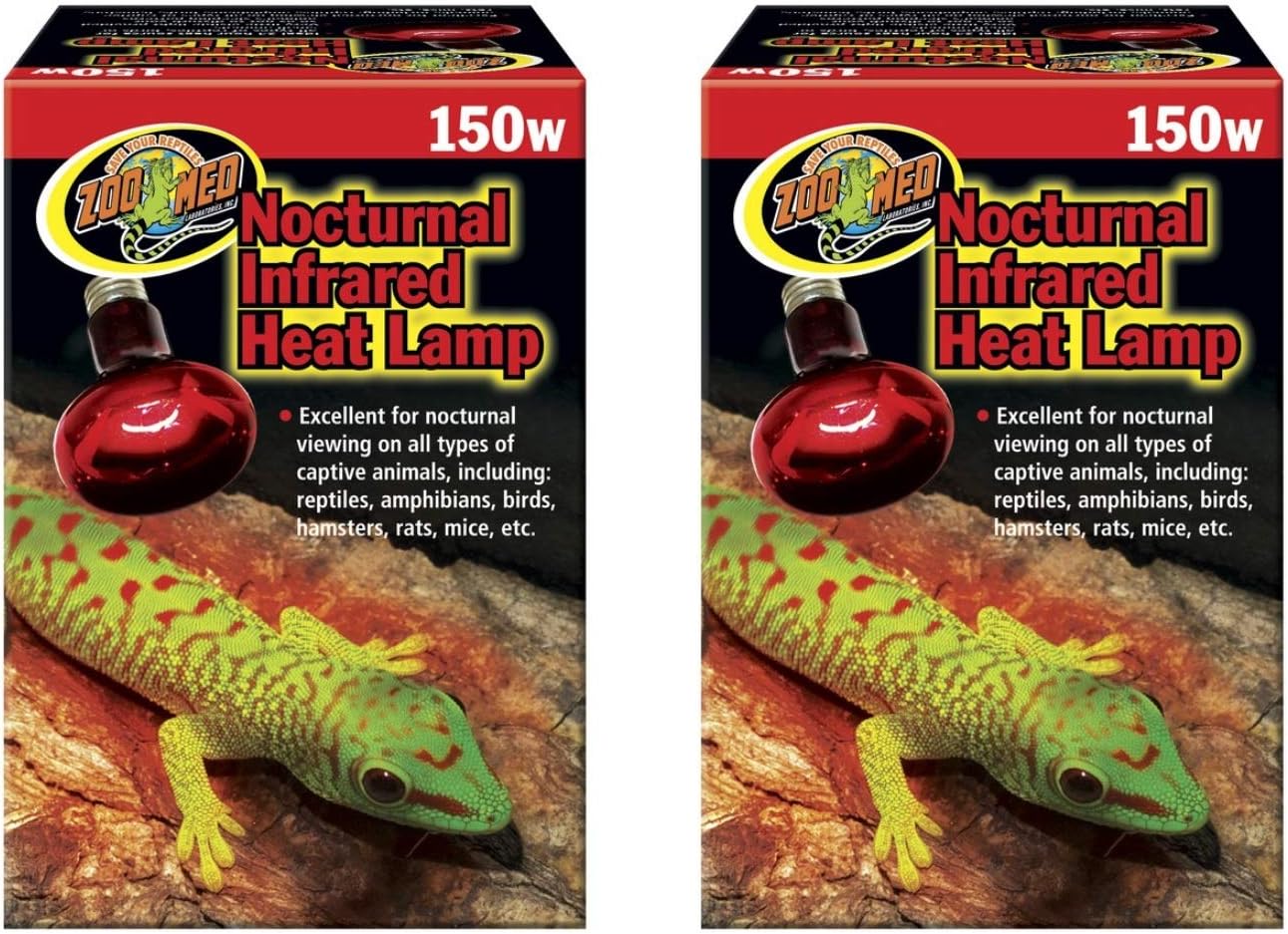 (2 Pack) Zoo Med Red Infrared Heat Lamp, 150 Watts