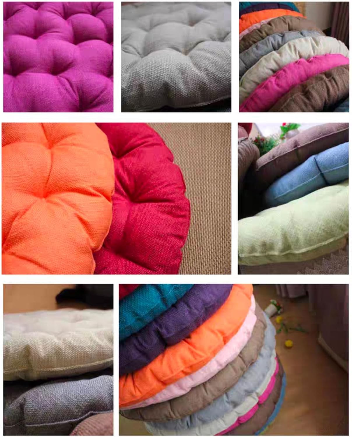 Large Round Meditation Cushion for Yoga - Thick Padded Linen Tatami Floor Pillow, Soft Seat for Adults, Pets - Round Floor Cushion(Size:55x55cm(22x22inch),Color:Light Gray)