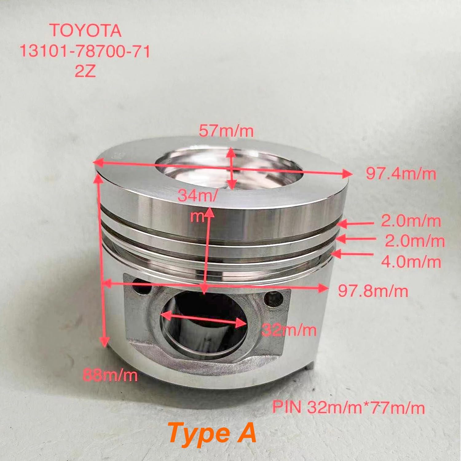 1pc Piston Set fits for Toyota Engine 2Z Forklift 6FD 7FD 8FD (Piston Type A)