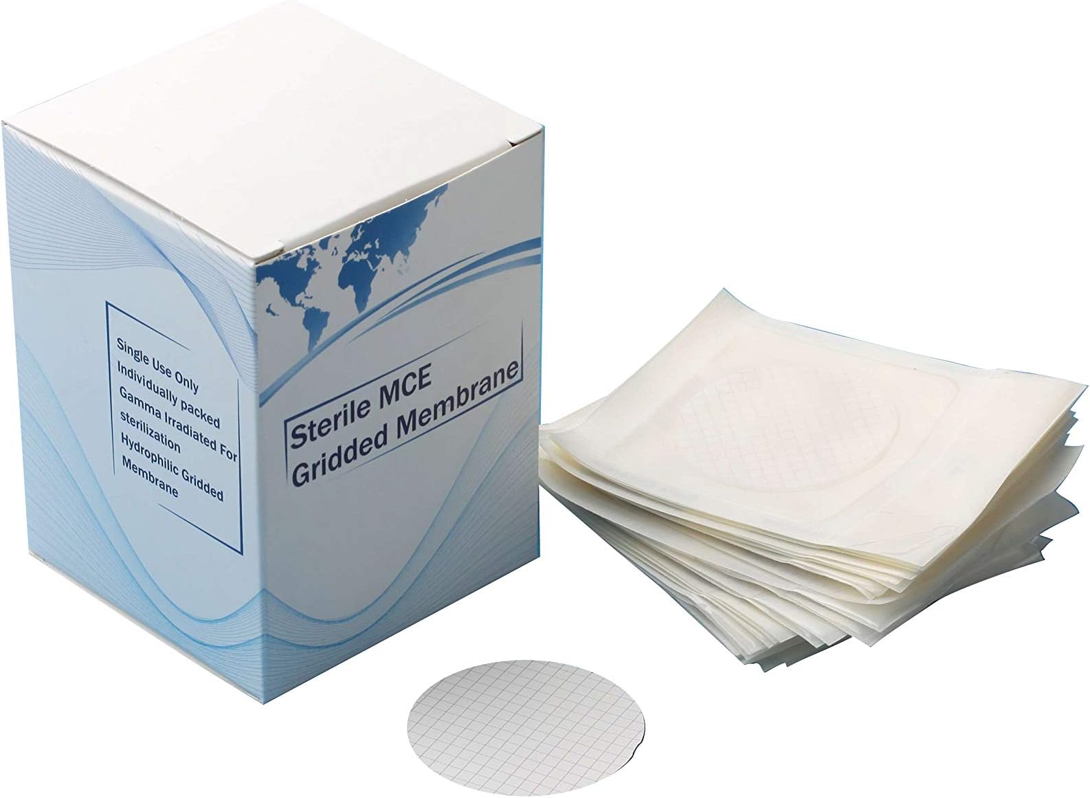 MCE Membrane Filter, Sterile, Black Grid, 47 mm, Micron Port Size 0.22 µm, Pack of 200