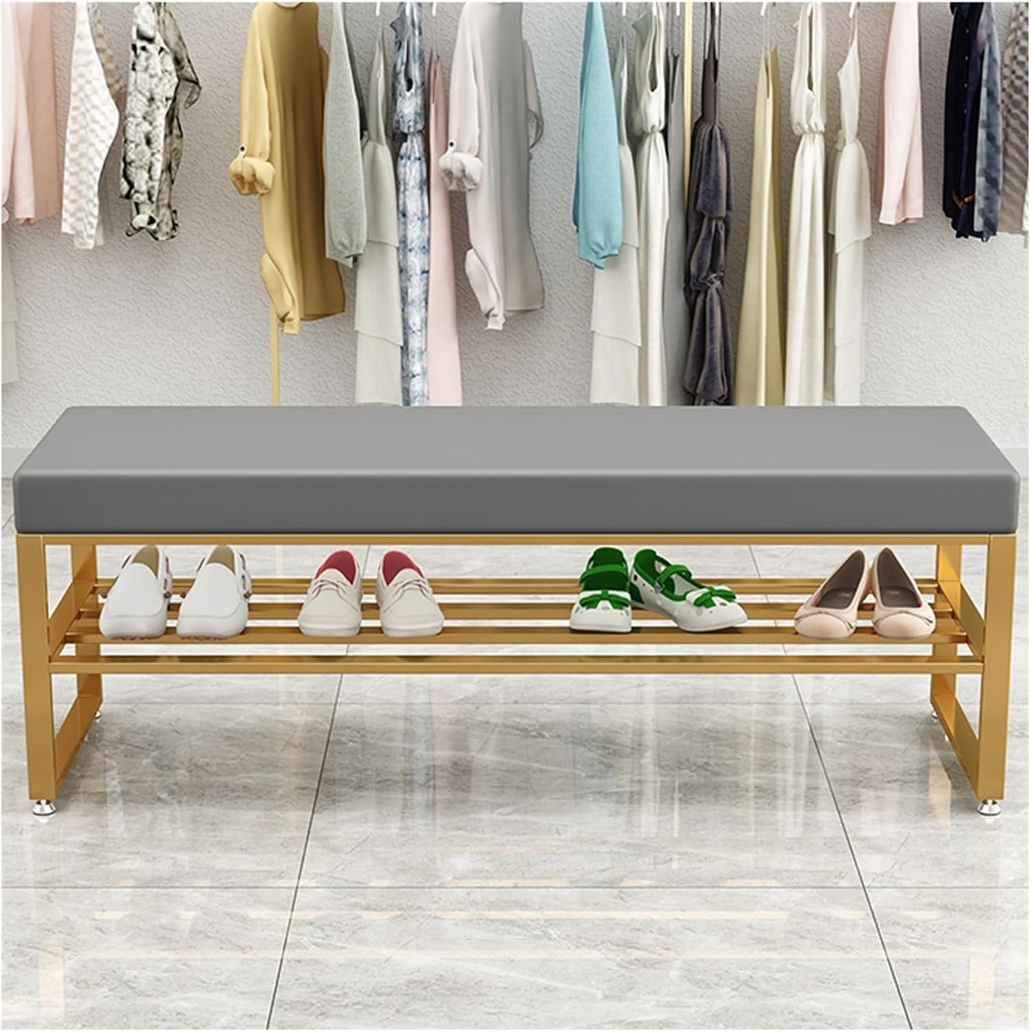 Banc à chaussures avec coussin pour organiser une entrée encombrée