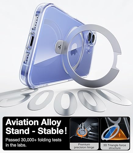 Vista 80 de TORRAS Funda magnética Ostand para iPhone 14 Pro Max [prueba de caídas de grado militar y compatible con MagSafe y soporte integrado] translúcida D