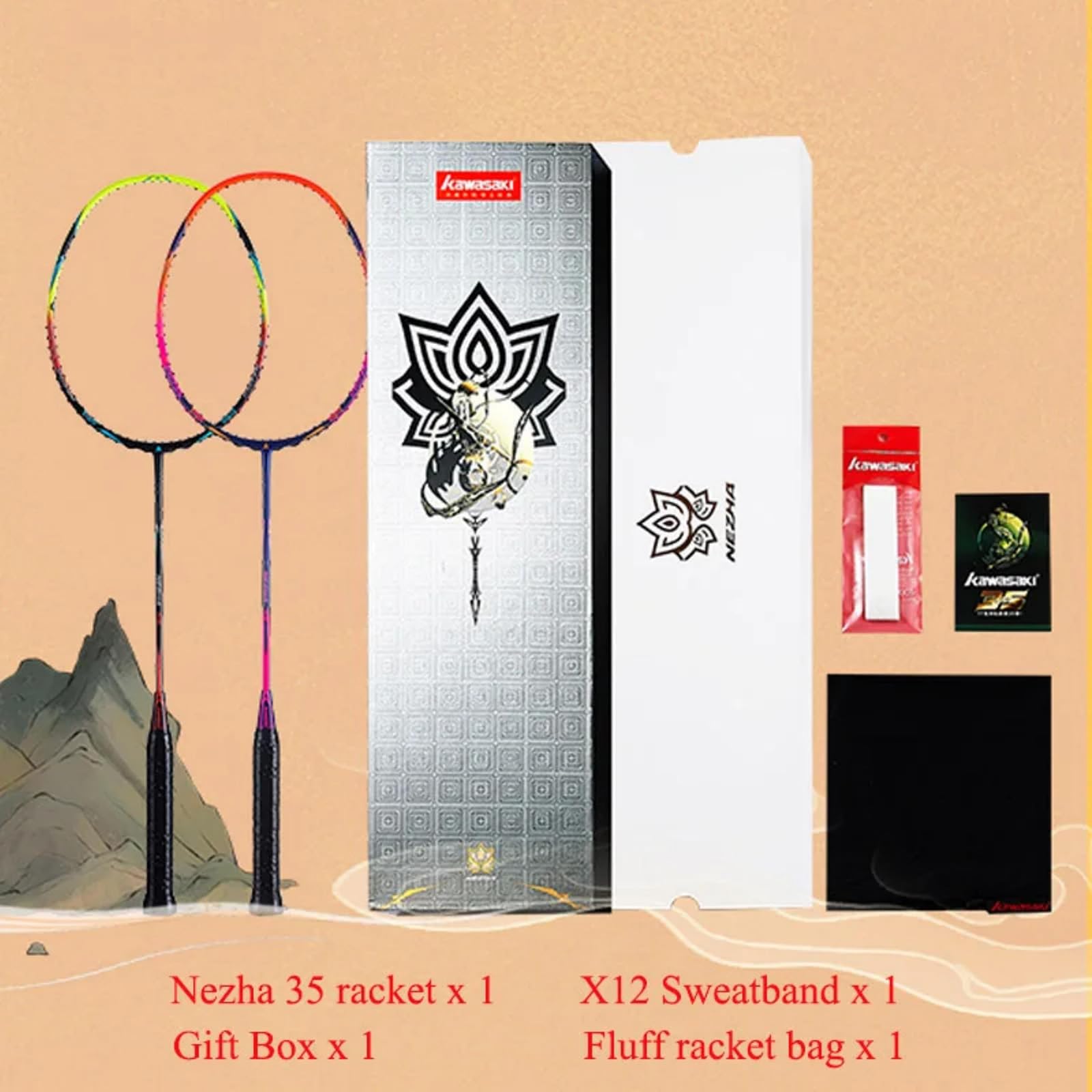 Professioneller Badminton Schläger Kawasaki Federball 35lbs High Tension 5U Ultra-Light 40T High Modulus Graphite Attack Typ Leichter Badmintonschläger NEZHA 35