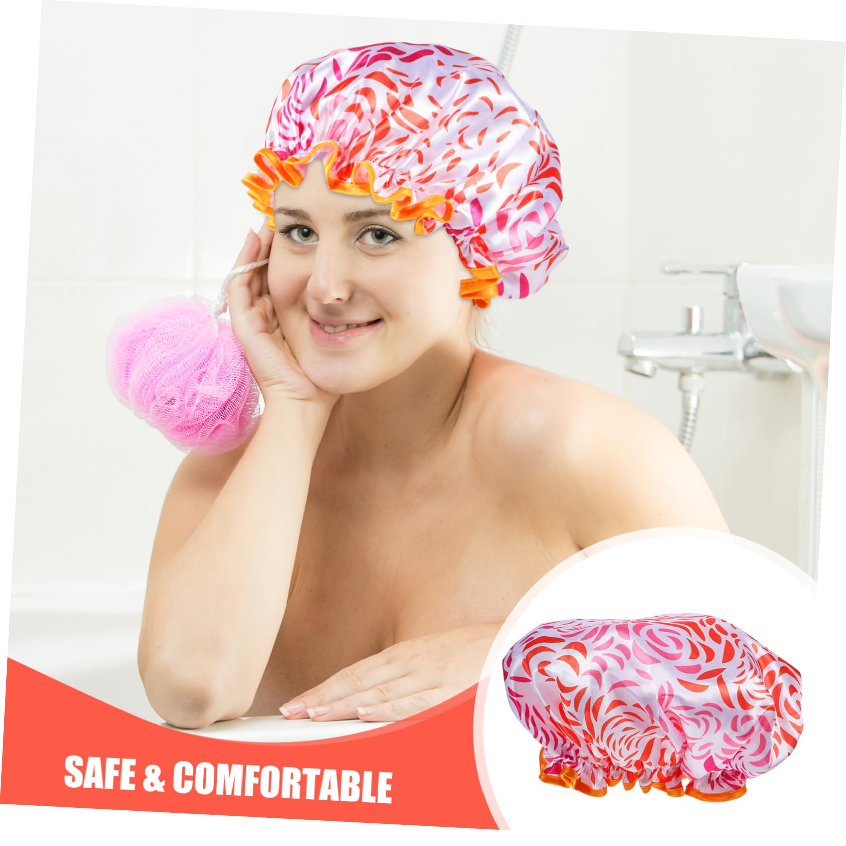 VALICLUD Bonnet de Extra Large Satin Bonnet Réutilisable à Double Couche pour Longs Étanche pour Bain Capillaires