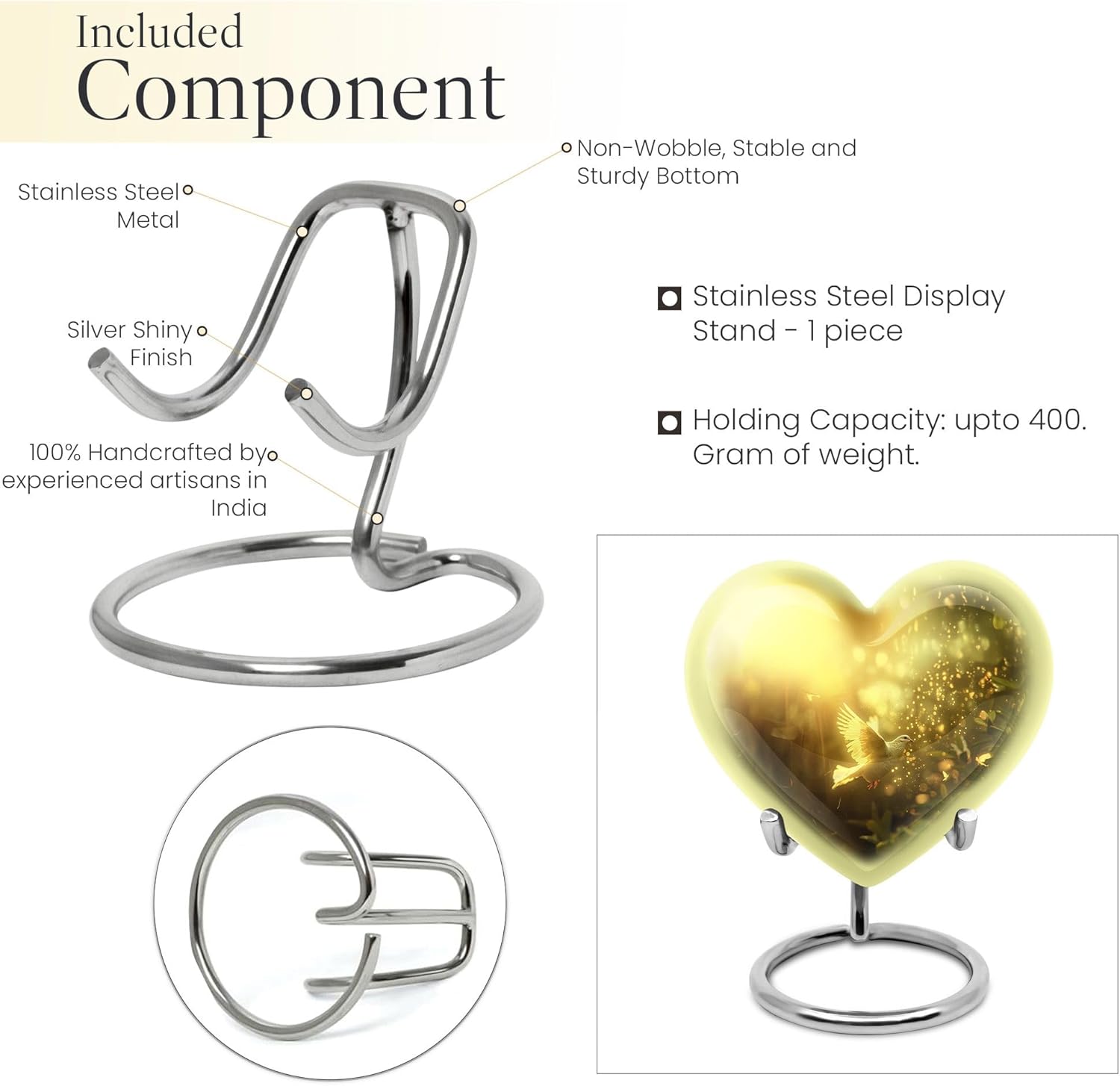 Flying Dove Urns - Heart Urns for Human Ashes - 3 Inch Urns - Urns for Human Ashes Adult Man - Small Urn for Ashes Keepsake - Cremation Urn - Yellow Urns for Human Ashes Adult - Keepsake Urns