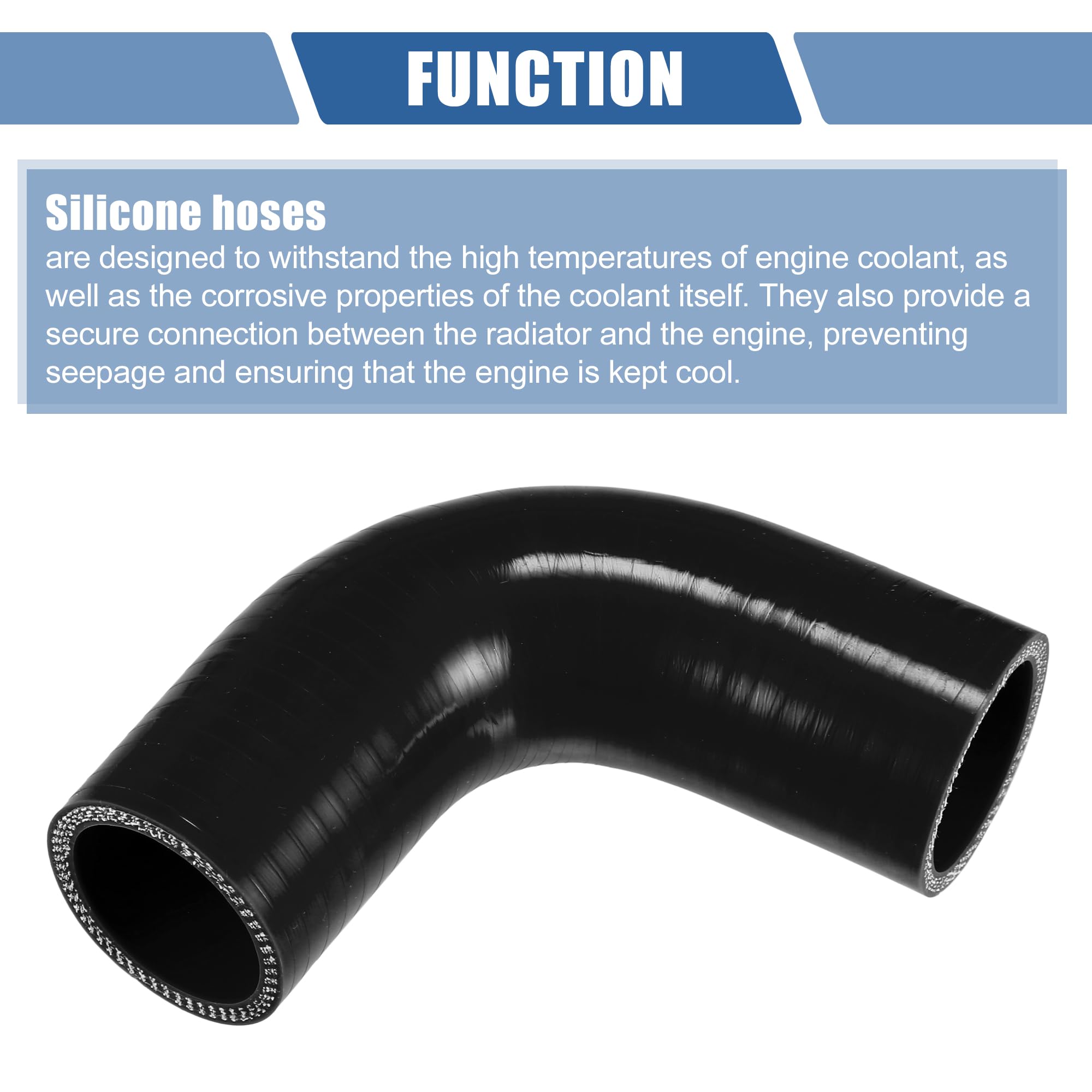 Tuyau En Silicone Coudé 90° - Diamètre Intérieur 45 Mm (1,5") - Pour Circuit De Refroidissement Moteur - Avec 2 Colliers De Serrage - 9