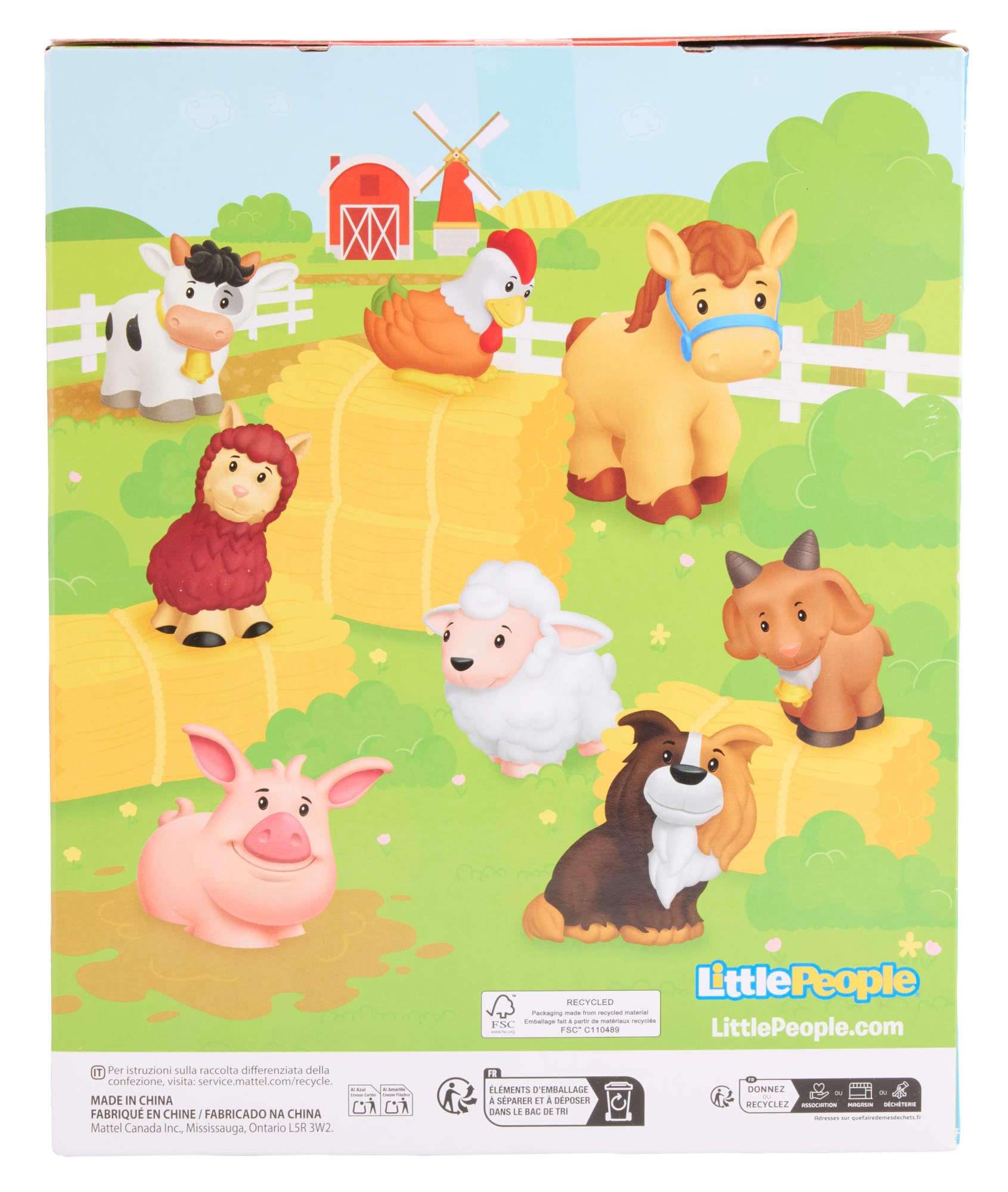 Fisher-Price-Animali della Fattoria Little People, 8 Animali tra cui Lama, Gallina, Mucca, Capretta, Cavallo, Maialino, Pecora e Cagnolino, Giocattolo per Bambini 1+, GFL21