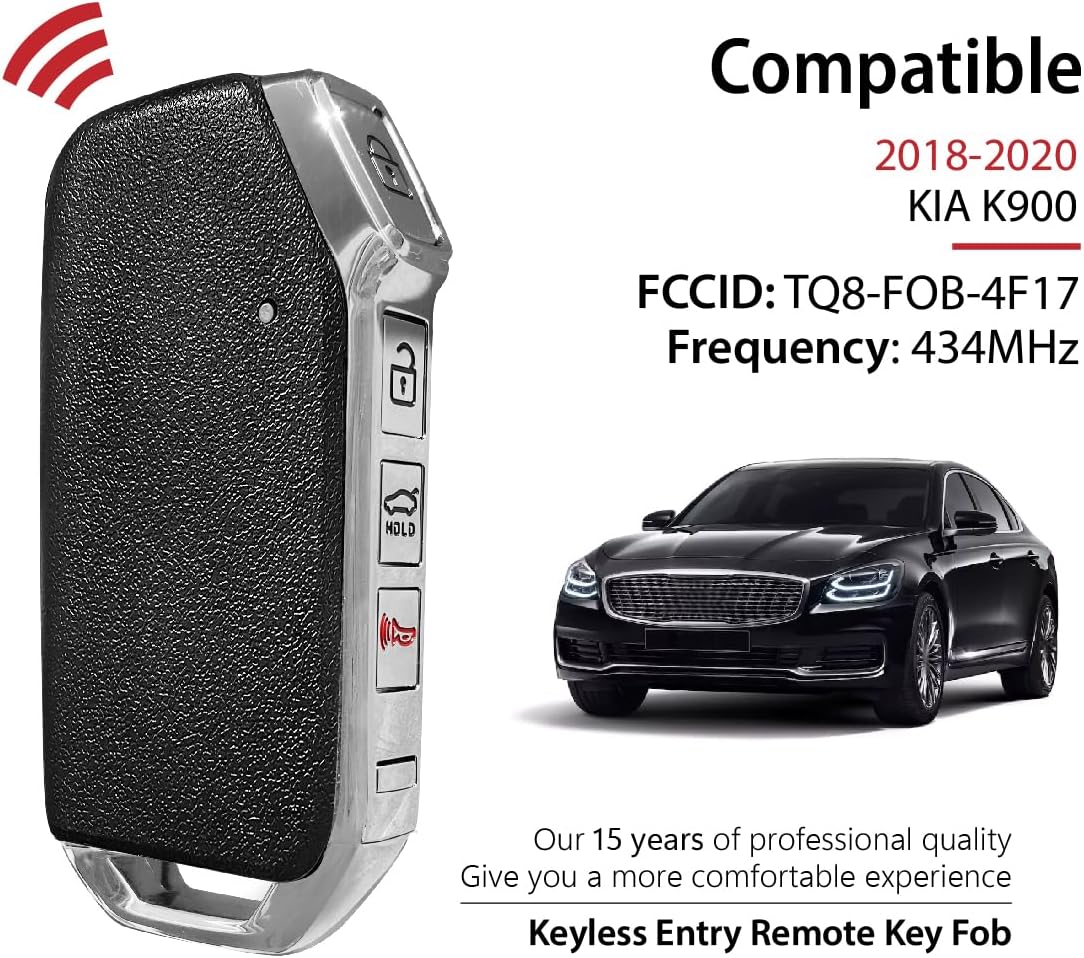 Replacement for 2018 2019 2020 Kia K900 Key Fob Remote Control TQ8-FOB-4F17 4 Buttons 434MHz