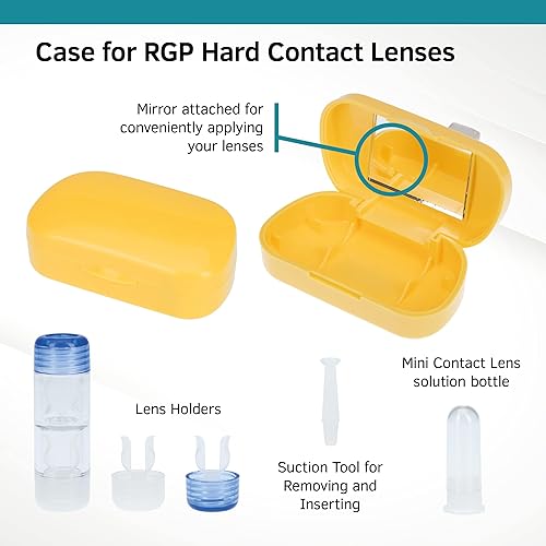 Miniatura 5 de Sports Vision World Kit de viaje amarillo RGP lentes de contacto duras espejo RGP caso y removedor de succión
