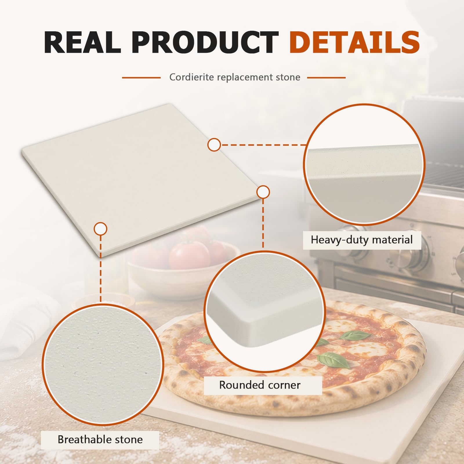 Pietra per pizza per forno a gas, 30,5 cm, rettangolare, in cordierite