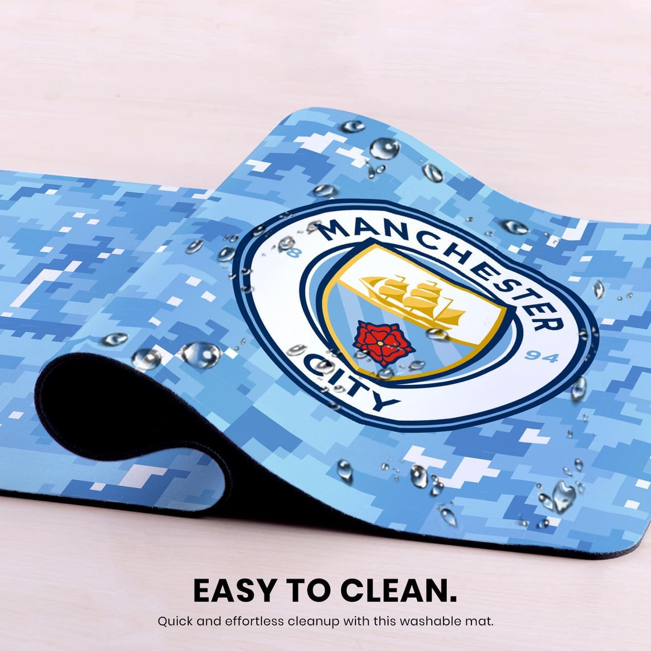 Head Case Designs Officially Licensed Manchester City Man City FC Blue Digital Camou Crest Logo 23.62 x 11.81 x 0.12 inches (600 x 300 mm) - L Gaming Office Desk PC Keyboard Mouse Mat Pad