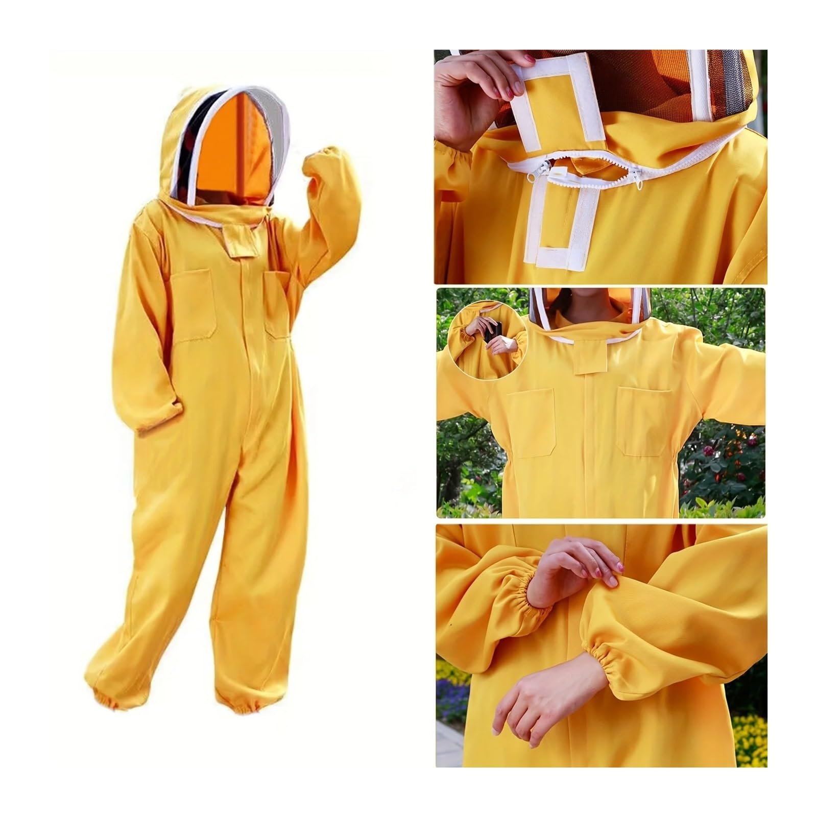 Traje de Apicultura 1 Juego de Traje de Abeja Profesional for Hombres y Mujeres, Traje Completo de cultor con Malla de Velo de esgrima, Capucha ventilada(XX-Large)