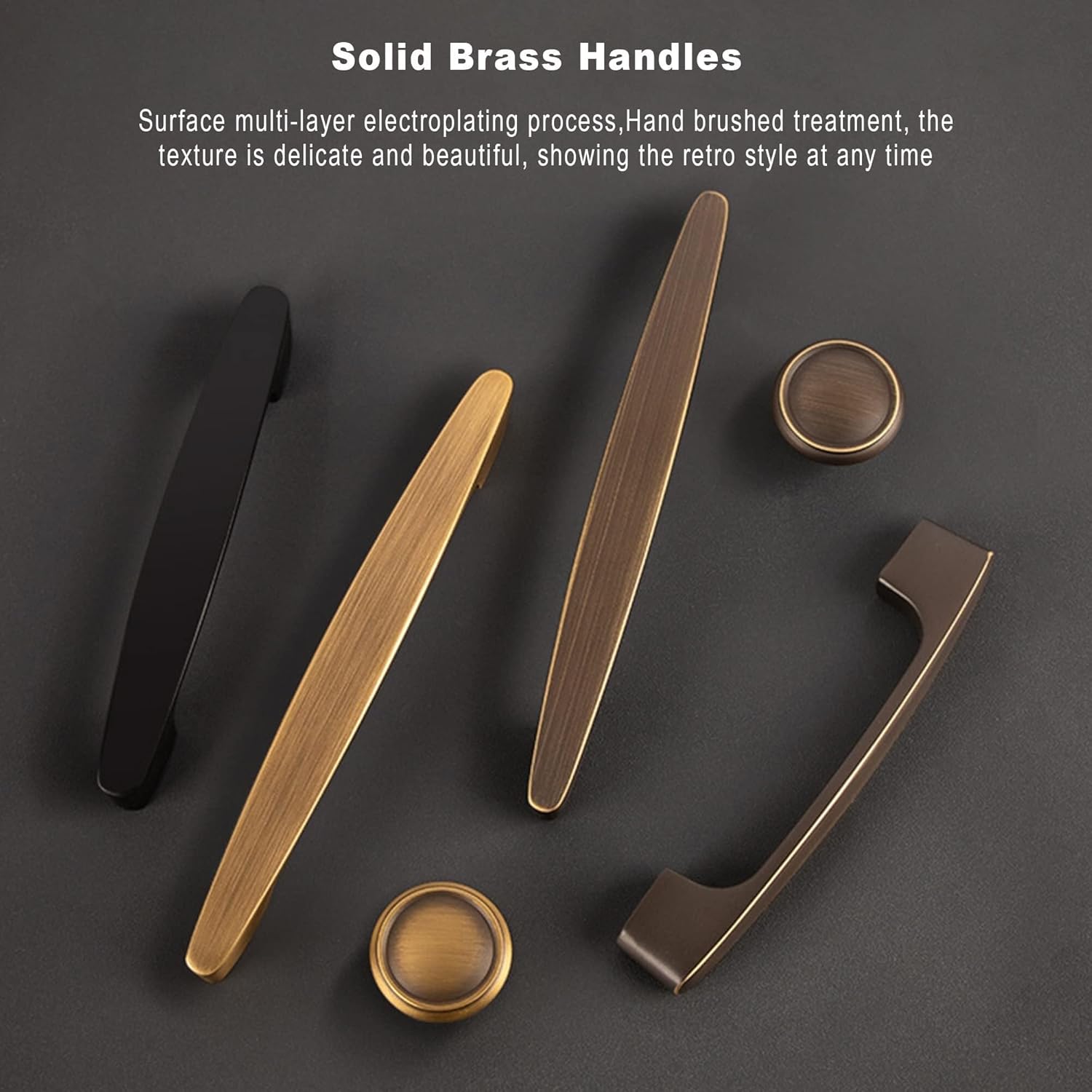 Cabinet Pulls,8 Pack Brushed Brass Drawer Handles,96mm Hole Center Vintage Bar Furniture Hardware Handles with Screws for Kitchen Bedroom Bathroom Dresser and Cupboard(Color:Matte Black,Size:Single ho