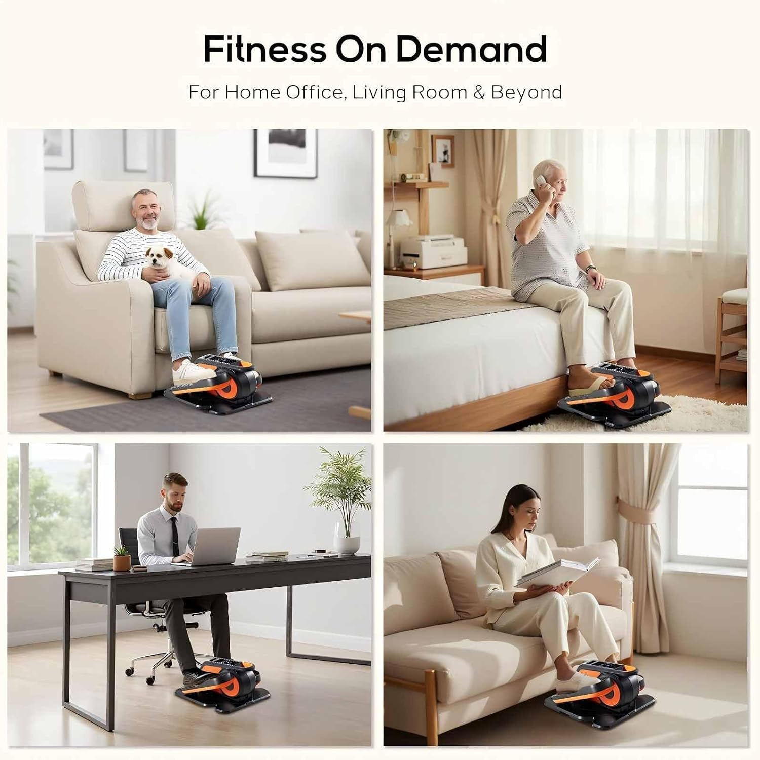 NEWBULIG Under Desk Elliptical Machine, Ellipse Leg Exerciser As Seen On TV with Remote Control, 12 Adjustable Speeds, Forward & Reverse, Mini Ellipse Leg Trainer for Home & Office