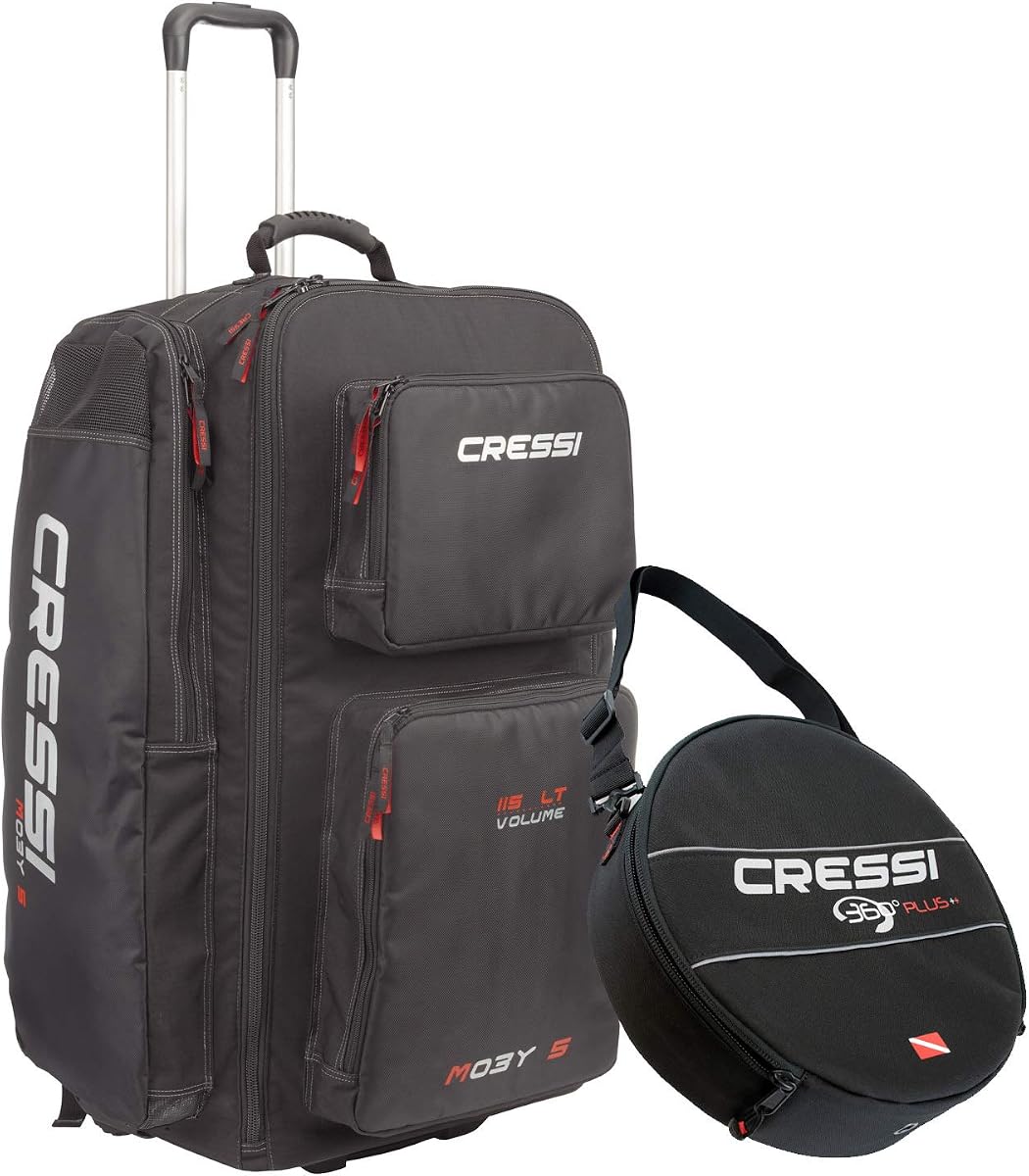 Bolsa de equipaje con ruedas Cressi de gran capacidad y correas para mochila - Moby 5 diseñada en Italia