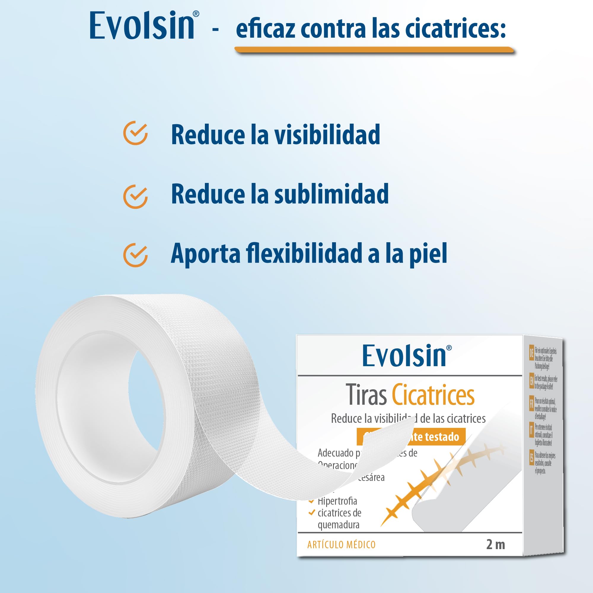Evolsin parches cicatrizantes silicon scar sheets para cicatrices