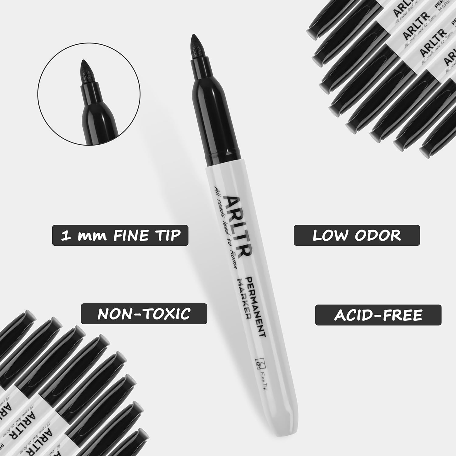 ARLTR Permanent Markers Bulk with Fine Tip, Bulk Pack of 320 with Black, Works on Plastic,Wood,Stone,Metal and Glass for Doodling, Coloring as Office, School Supplies