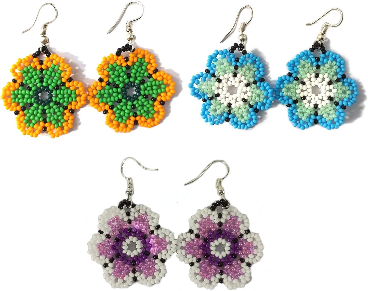 Long Beaded Dangle Earrings – Boho Native Handmade Seed Bead Tassel Earrings, Bohemian Large Statement Beaded Drop Free Size