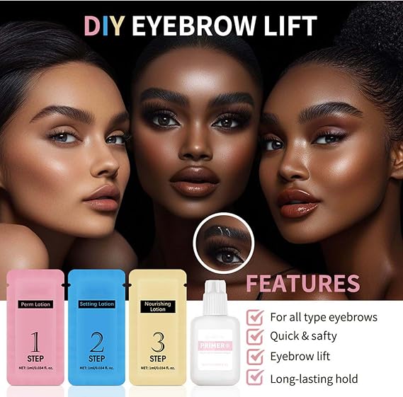 Eyebrow Lamination Kit - Perm for Brow Lift Kit - Eyebrow Lift Gel Shaping 3D Natural Fuller Thicker Eyebrows - Instant Brow Lamination Kit Easy to Use Includes Tools & Brushes
