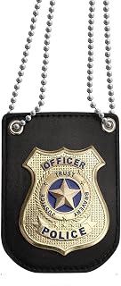 America Police Badge for Pretend Play PD Badge with Chain & Belt Clip