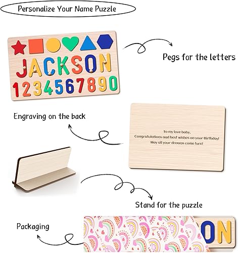 Miniatura 6 de Rompecabezas de nombre personalizado para niños, regalos personalizados para bebés, rompecabezas con nombre para niños pequeños de 1 a 3 años,