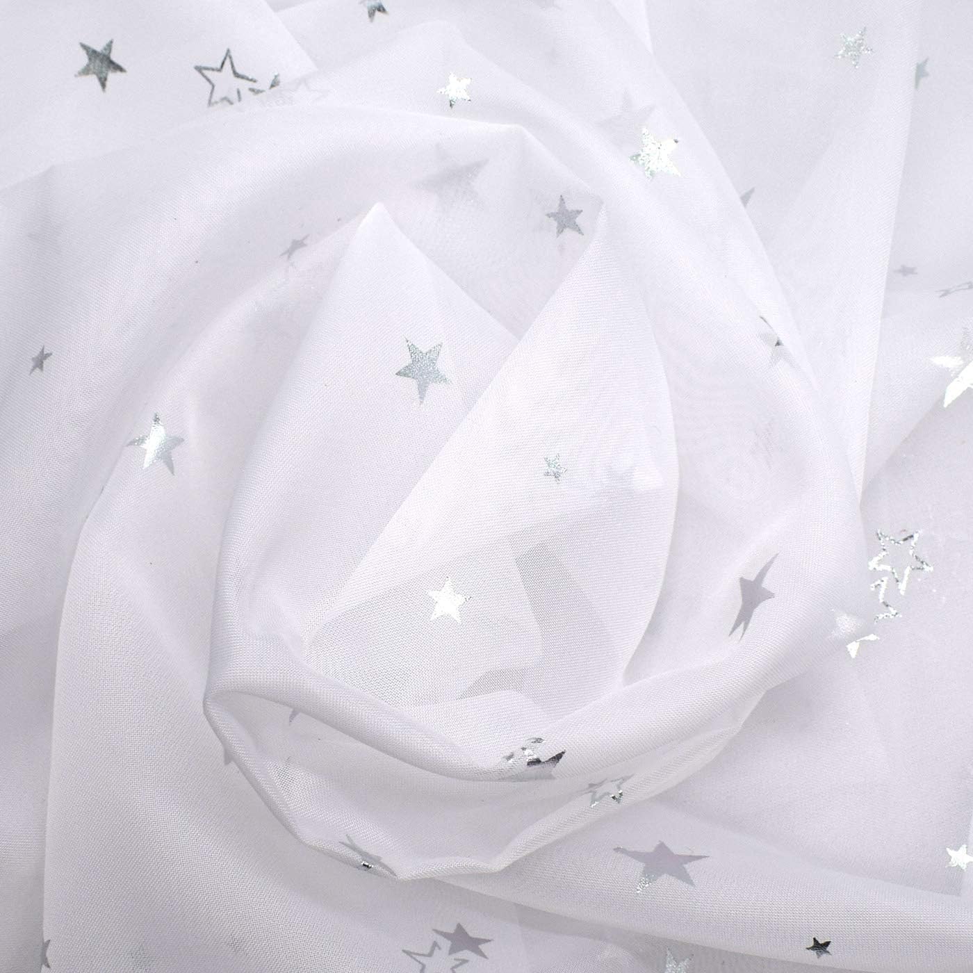 WUBODTI White Sheer Star Curtains 84 Inches Long 2 Panel Sets, Kids Room Semi Sheer Voile Tulle Curtains Rod Pocket Glitter Starry Gauze Space Window Drapes for Living Room Girls Bedroom Nursery
