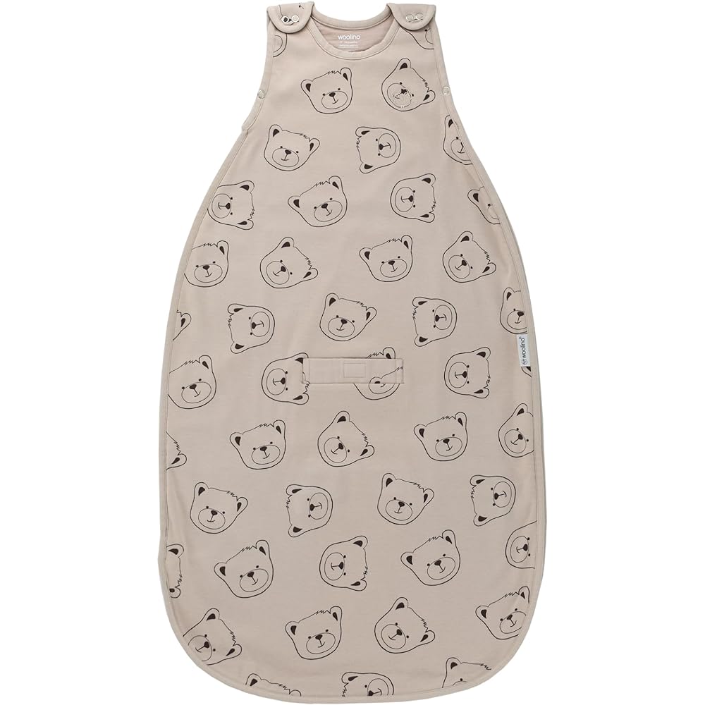 Woolino Toddler Sleeping Sack, 4 Season, Merino Wool and Organic Cotton, Baby Sleep Bag, 2-4 Years, Teddy Bear