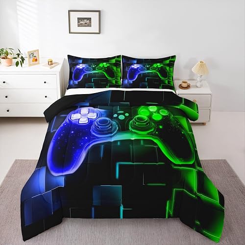 Erosebridal Kids Gamer Comforter Set Queen, Gaming Bedding, Video Games Gamepad 