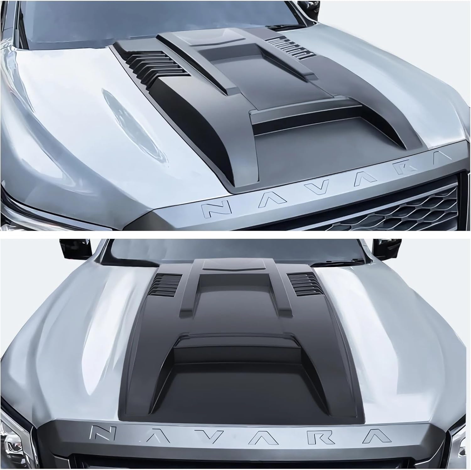Engine Bonnet Vent Hood Scoop Cover Compatible with Nissan Navara NP300 Frontier 2021 2022 2023 2024 2025 ABS Black Car Exterior Accessories