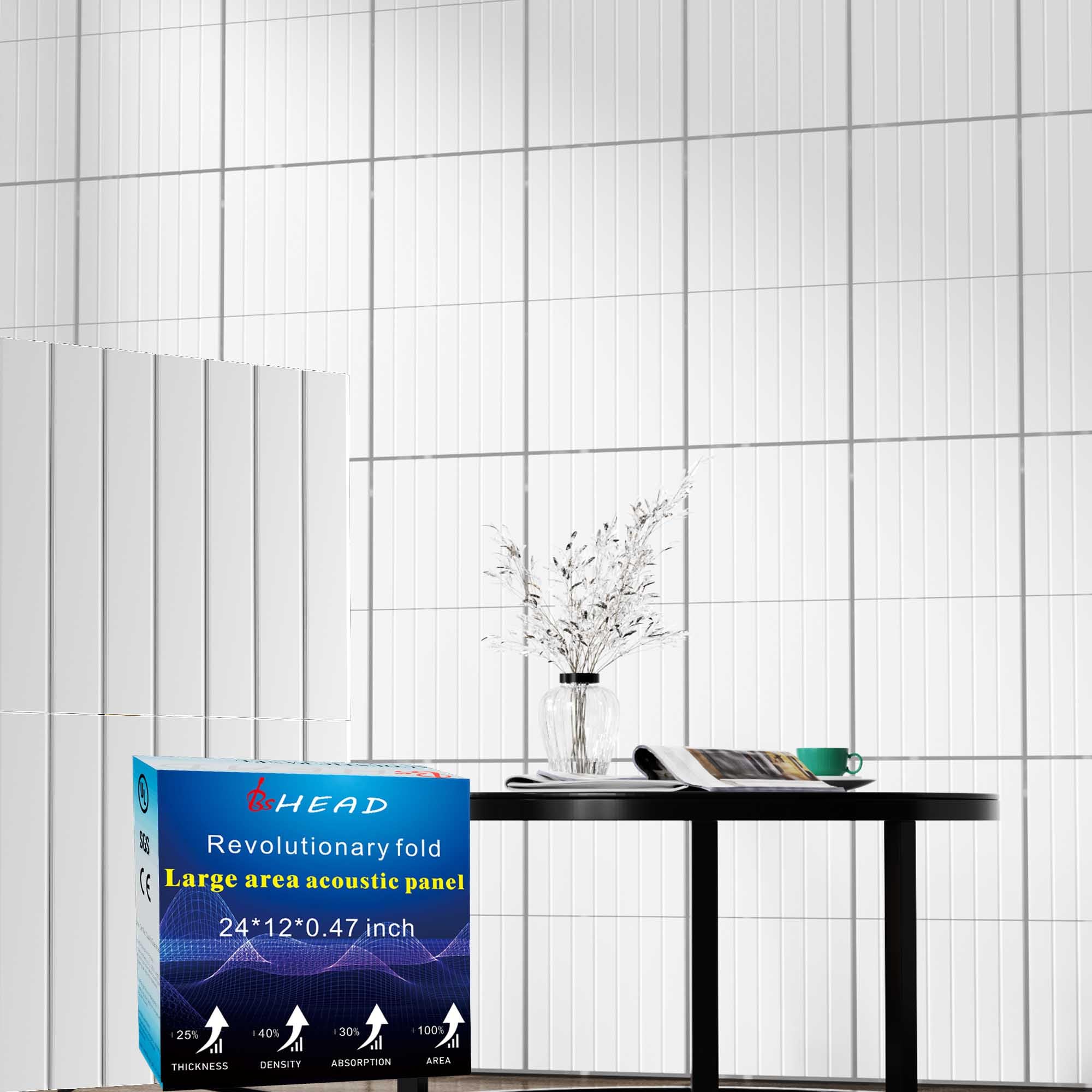 12 Pack Large Fold Soundproof Wall Panels,12 x 12 x 0.47 in Sound Proof Foam Panels for Walls, 1.2lb/ft³ High Density, Thicker 0.47in, Acoustic Panels, Sound Dampening Panels White