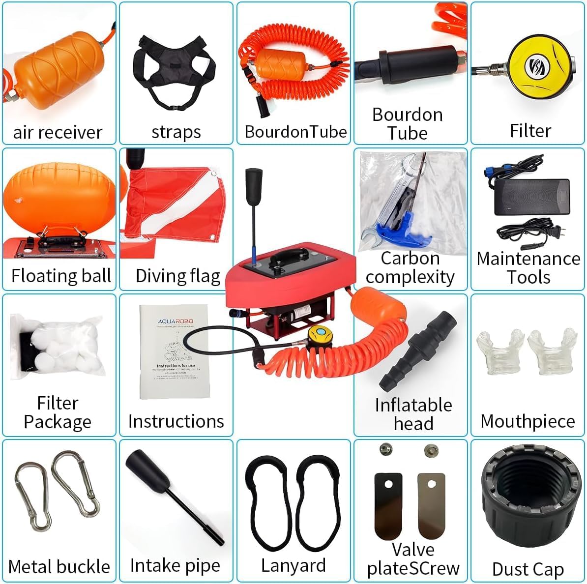 819 Tankless Scuba Diving System, Rechargeable Portable Scuba Gear, Underwater Breathing System Diving Gear, Detachable Waterproof Air Compressor