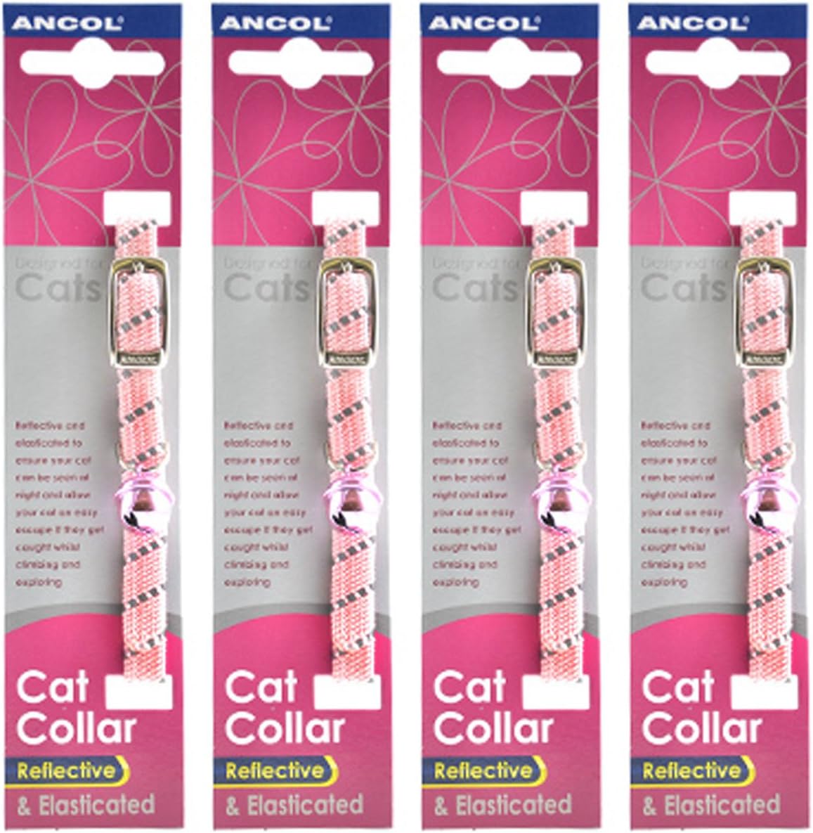 4 Units Saver Pack - Ancol - Reflective Softweave Cat Collar Pink