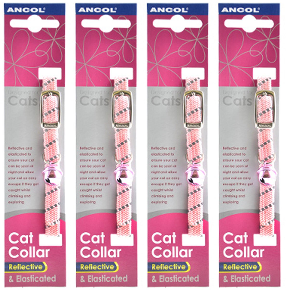 4 Units Saver Pack - Ancol - Reflective Softweave Cat Collar Pink