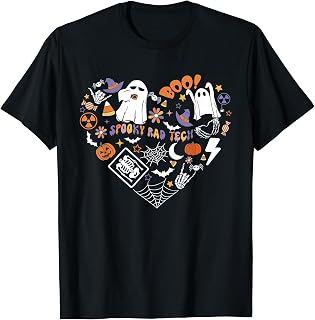 Heart Spooky Rad Tech Shirt Xray Tech Radiologist Halloween T-Shirt