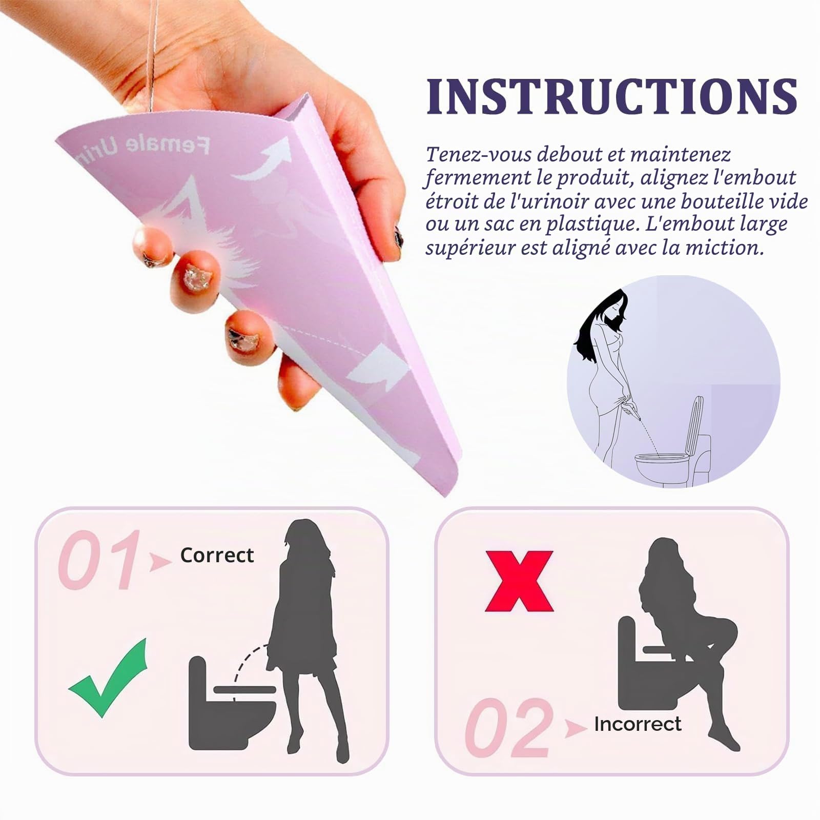 Lot de 30 Urinaux Féminins en Papier Portable, Urinoir Femme pour Pisser Debout, Dispositif Hygiénique de Pipi Debout en Randonnée, Camping & Voyage