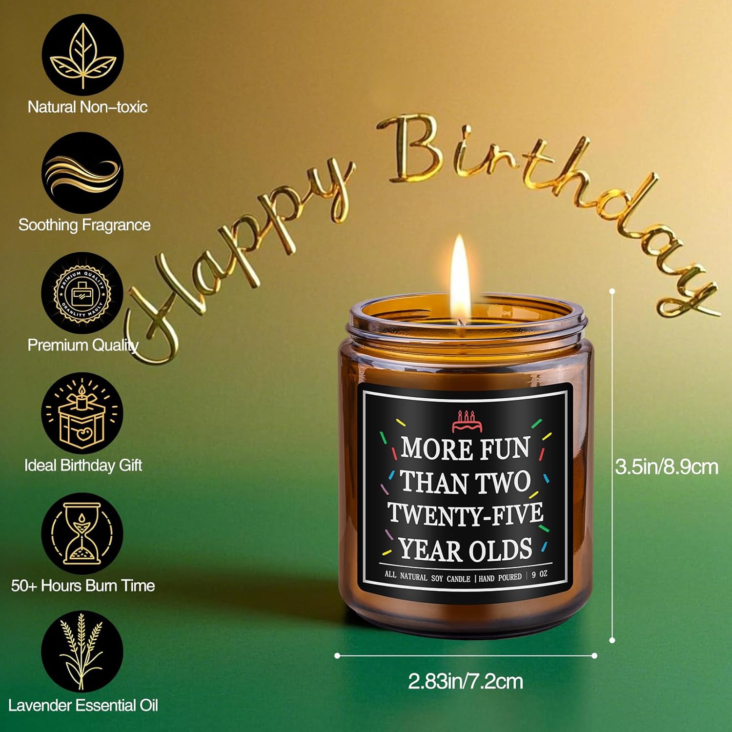 Homsolver 50th Birthday Gifts for Him Her, 9OZ Lavender Scent 50th Birthday Candles for Women Men, Mom, Dad, Friend, Happy Birthday Decorations Candle with More 50 Hours Burn Time, Handmade - Image 2