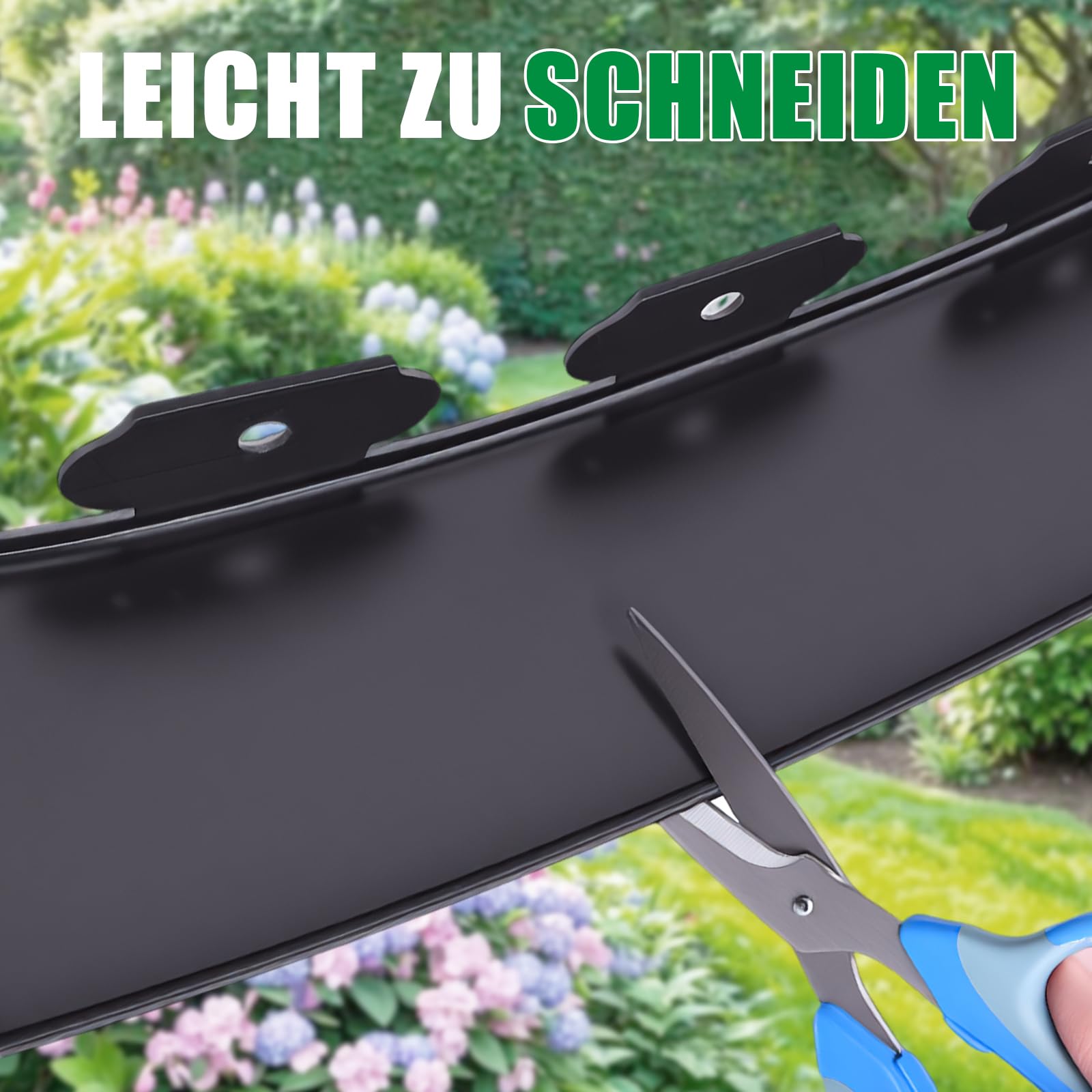 20m Flexible Rasenkante Kunststoff 10cm hoch mit 200 Erdankern – Wetterbeständige Beetumrandung, Beeteinfassung, Rasenabgrenzung für Blumenbeete, Rasen, Einfahrten | Schwarze Gartenkante