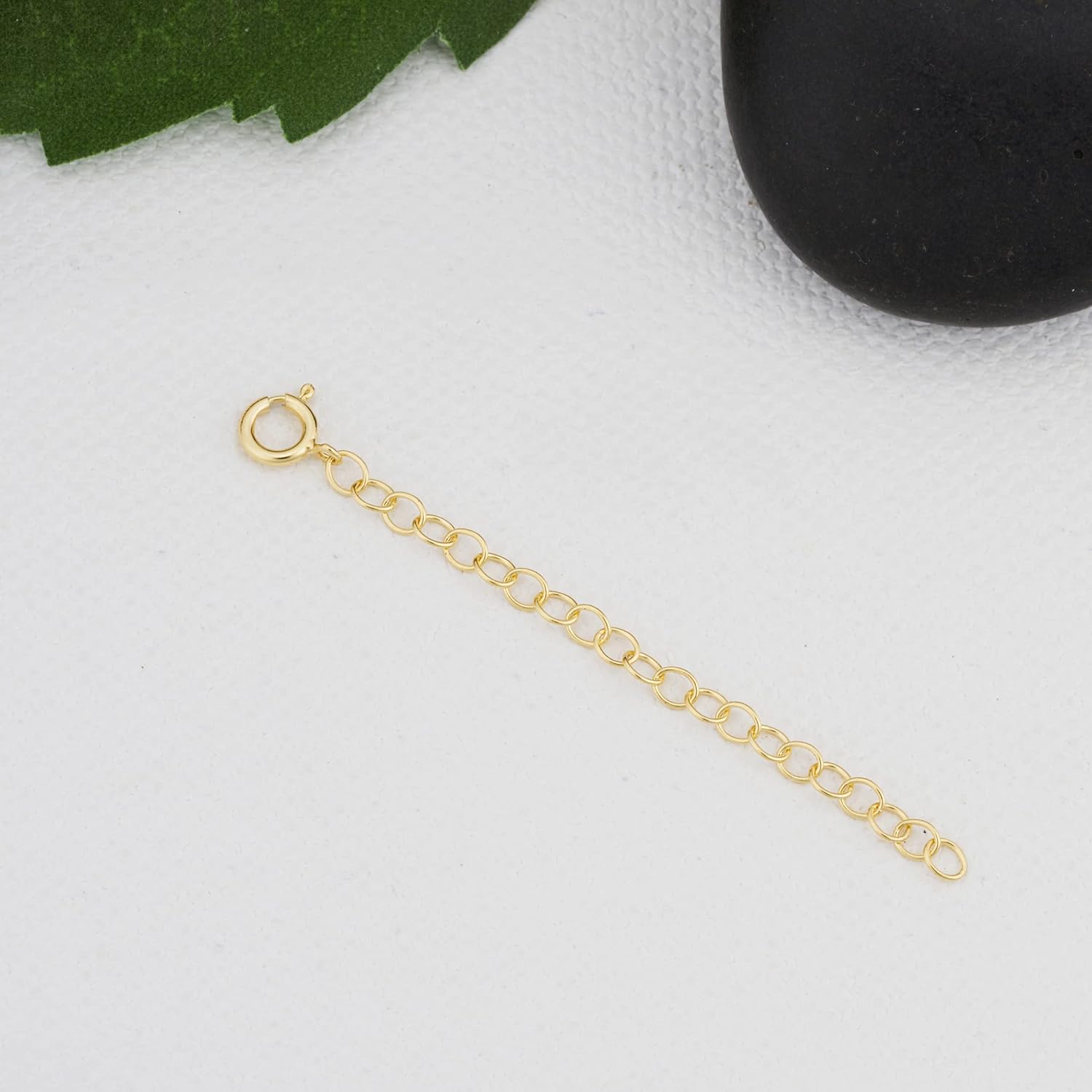 Au Naturale 10k Yellow Gold Link Chain Extender for Necklace Anklet Bracelet (2.6 mm, 2 inch)