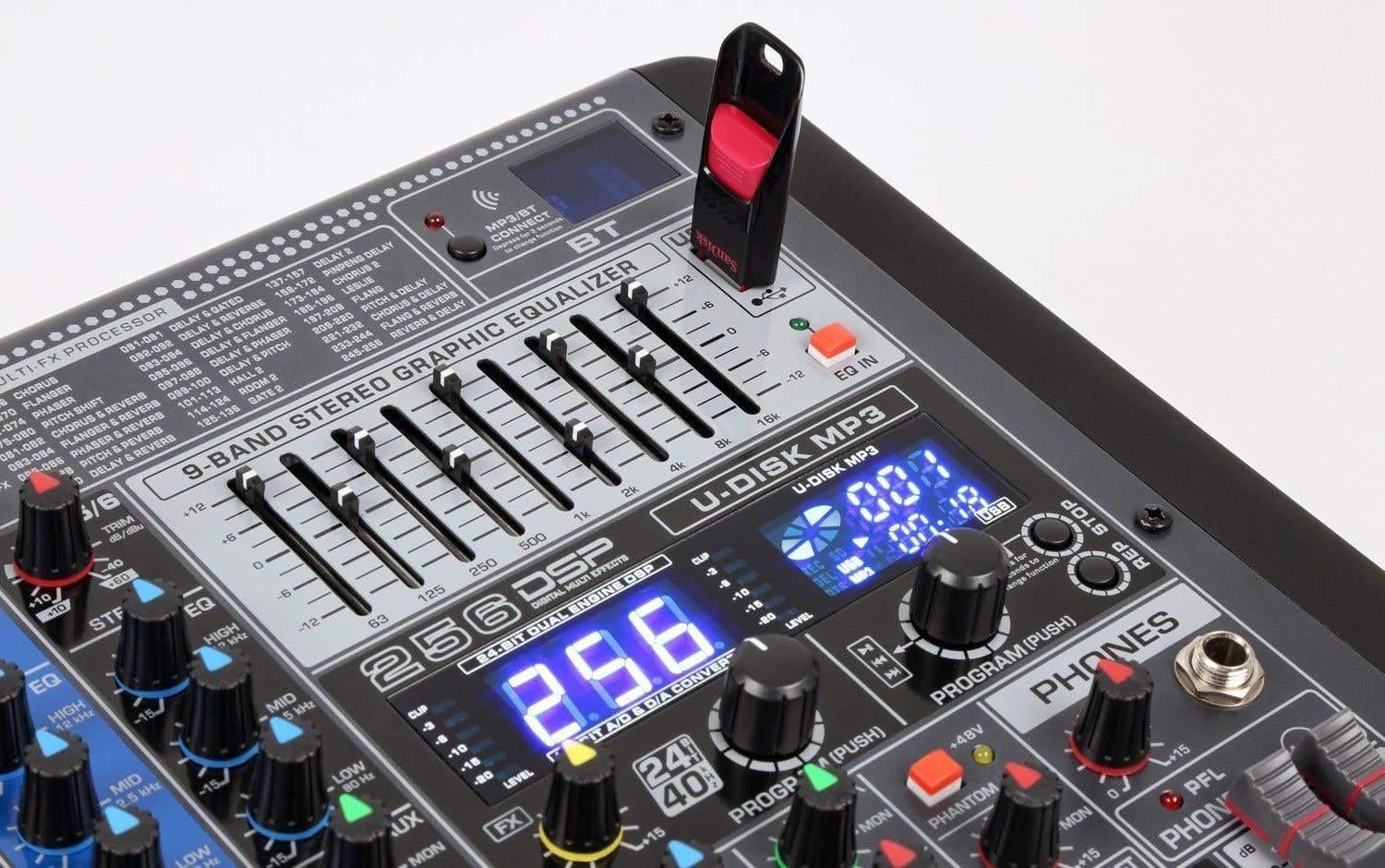 Power Dynamics PDM-S1204 12-Kanal-Mischpult mit MP3, DSP, USB und Bluetooth