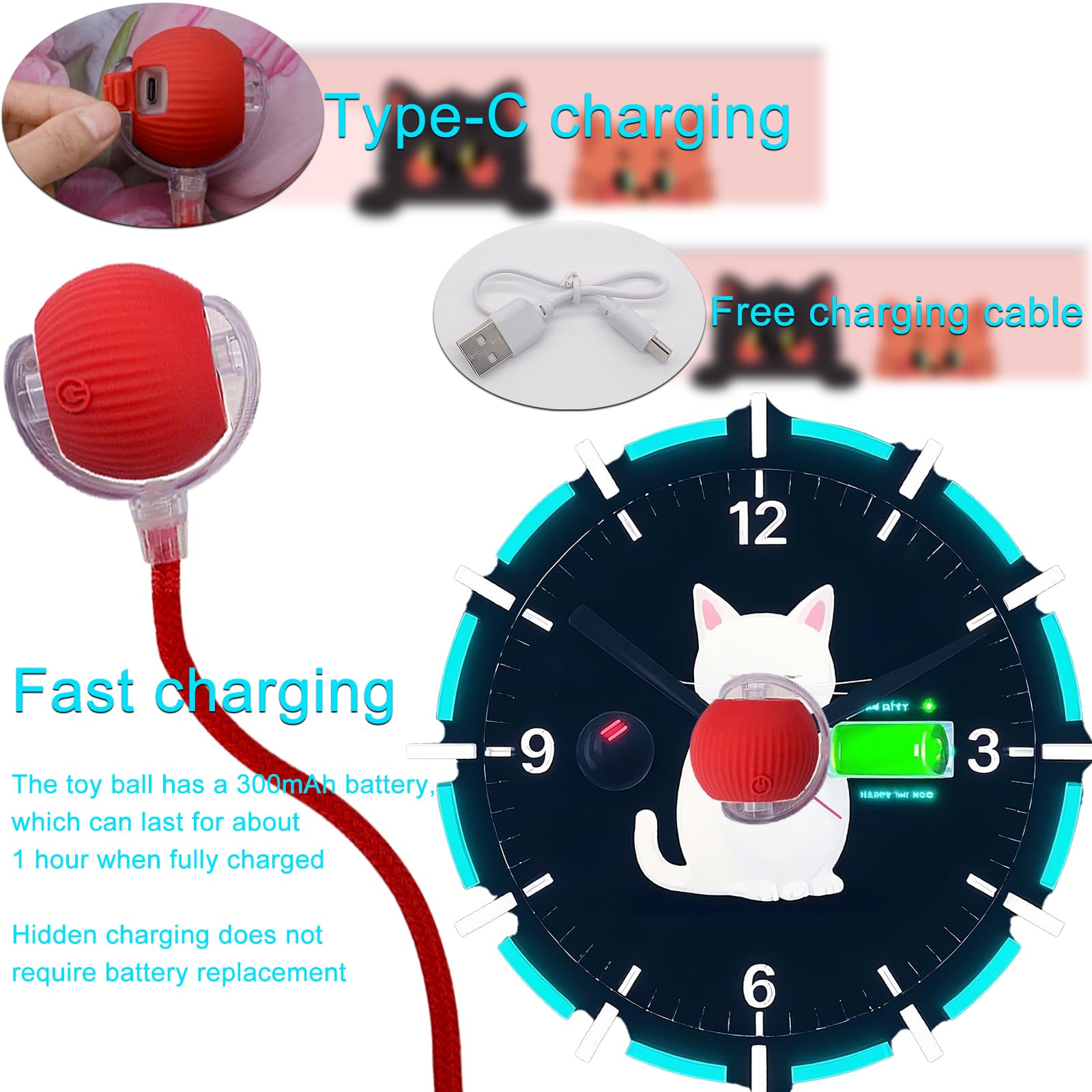 Pelota de juguete interactiva para gatos y perros: juego inteligente de movimiento automático para mascotas con luz LED y cola para activación por movimiento, regalo de cachorro de gatito, ejercicio